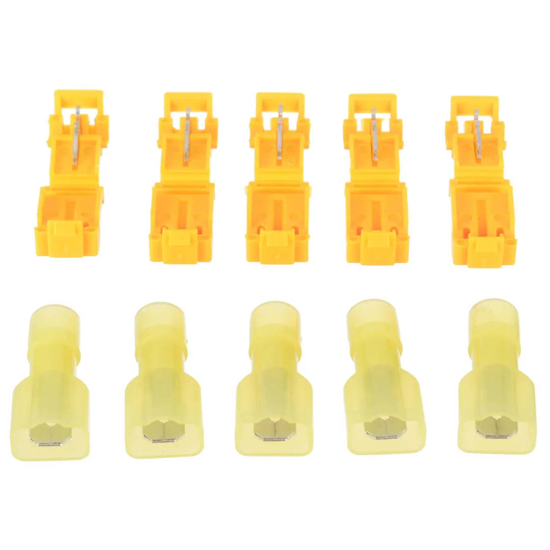 5/50 Pairs Spade & Lock Quick Splice Wire Connector Set Snap Fast Easy Lock Electrical Cable Crimp Terminal Set Red/Blue/Yellow