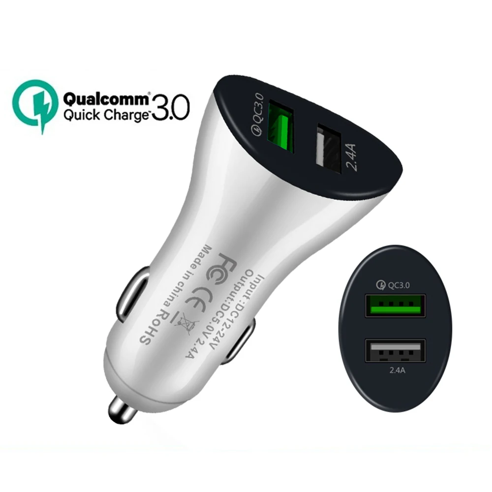 QC 3 0 зарядные устройства 2.4A двойное USB Автомобильное зарядное устройство адаптер