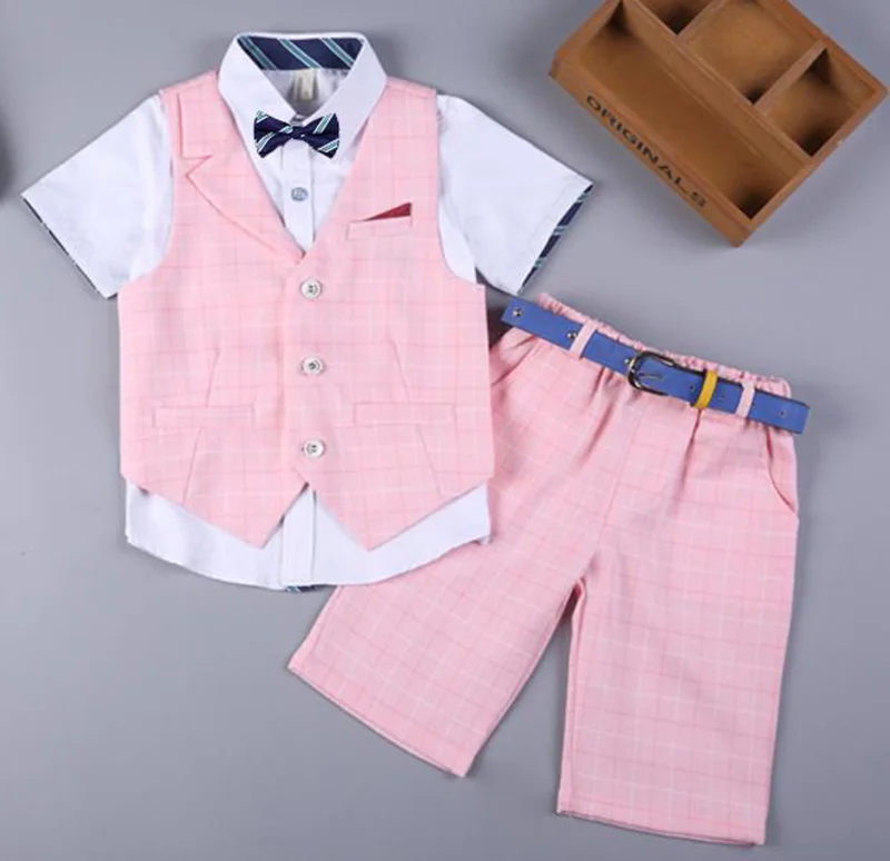summer boys vest set children short-sleeved clothing set boys suits for weddings (2)
