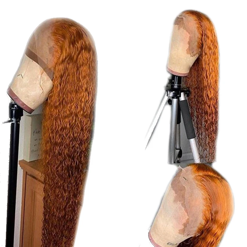 

Orange Wig Deep Curly 360 Lace Frontal Wig Closure Peruvian Remy Long Human Hair Wigs PrePlucked With Baby Hair For Black Women