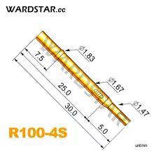 100 шт./лот R100-4S длина 30,0 мм пружинный зонд щупы Pogo контактный сосуд