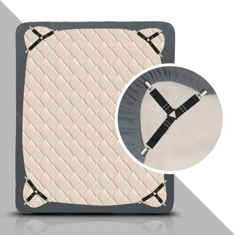 4 pcs Triangle Elastic Bed Sheet Clips, 3-Way Bed Straps Suspenders Adjustable Mattress Holder Fastener Grippers Bedding Helper 4 pcs Triangle Elastic Bed Sheet Clips, 3-Way Bed Straps Suspenders Adjustable Mattress Holder Fastener Grippers Bedding Helper
