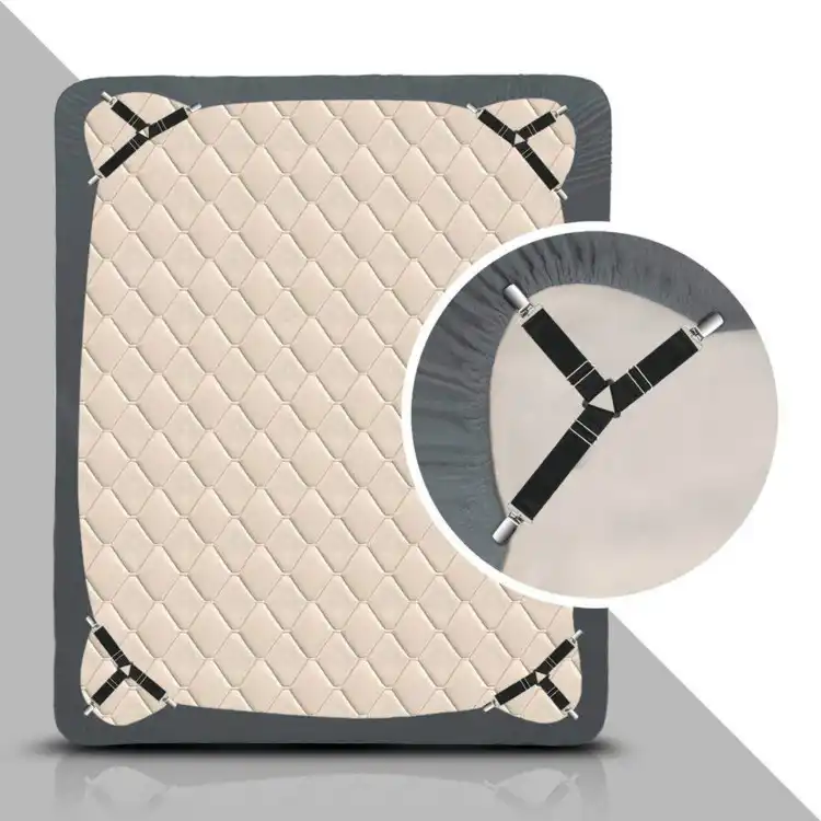 TGOOD 4 PCS Bed Sheet Holder Straps,3 Way Adjustable Sheet Band Clips Fasteners Suspenders,Triangle Elastic Mattress Sheet Holder Grippers to Keeping Sheets in Place for Mattress and Sofa.