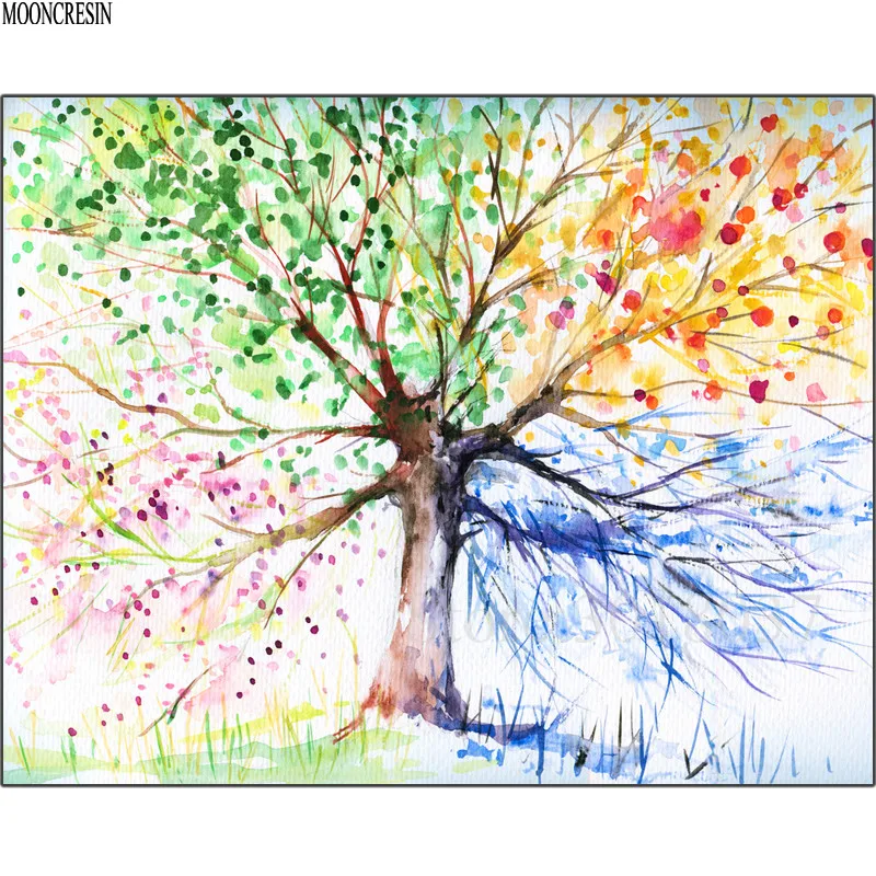 

Diy Diamond Painting Cross Stitch Colorful Leaves Of Trees Needlework Diamond Embroidery Full Round Mosaic Decoration Resin Kits