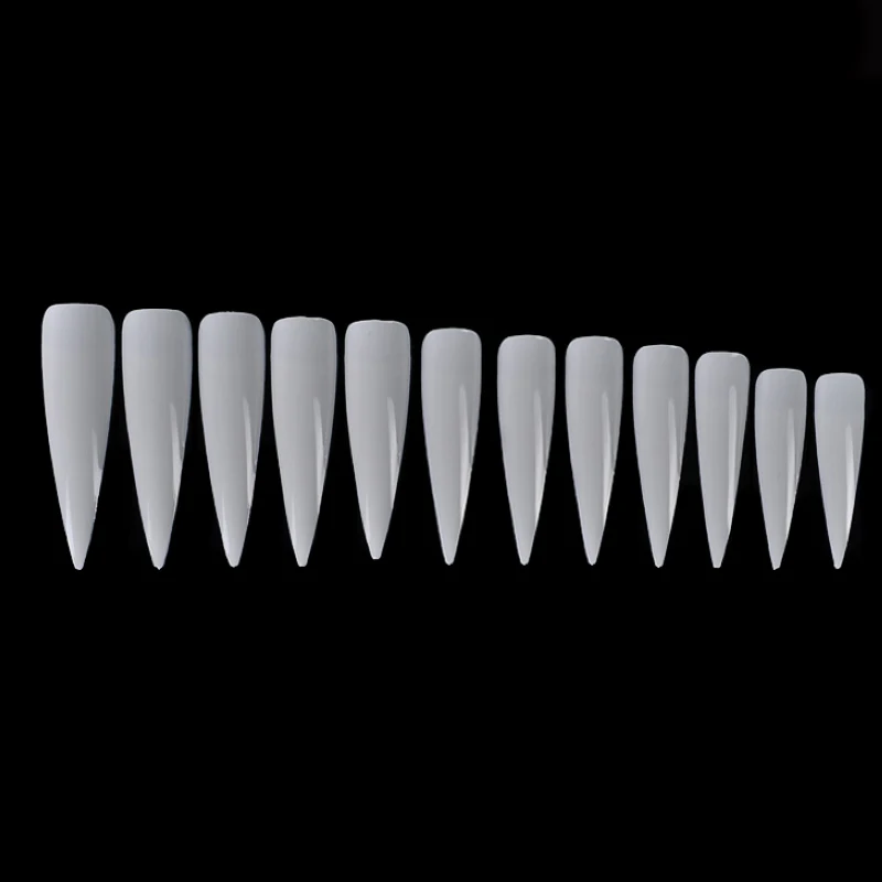 Shellhard 5 Bags/60pcs Nail Tips Clear Natural White False Nail Tips Long Acrylic Fake Nails For Nail Art Tools