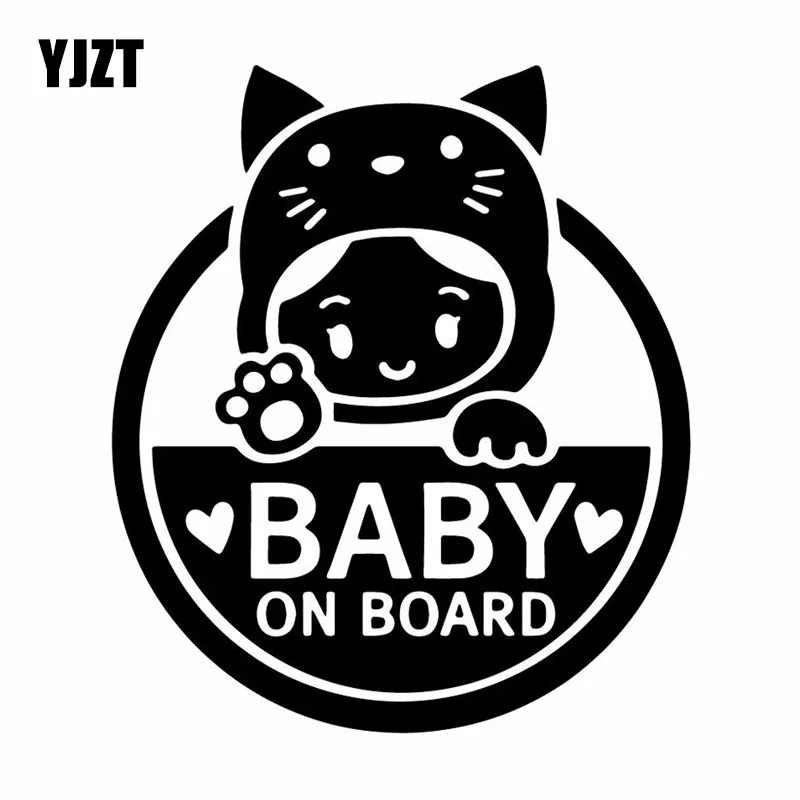 YJZT 15,6X18 см BABY ON BOARD Предупреждение неоновая вывеска автомобиля виниловая переводная наклейка на окно Прекрасный мультфильм автомобиль