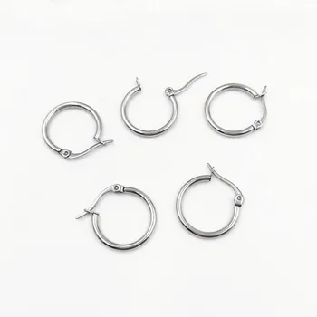 

14mm 19mm 39mm Stainless Steel Stud Plugs Hoop Earrings Ear Studs Silver Round Circle Polished DIY Stuffs Findings