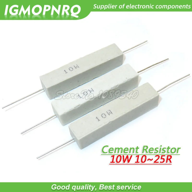 10pcs 10W 10 15 20 25 ohm Cement resistance resistor 10R 15R 20R 25R IGMOPNRQ | Электронные компоненты и