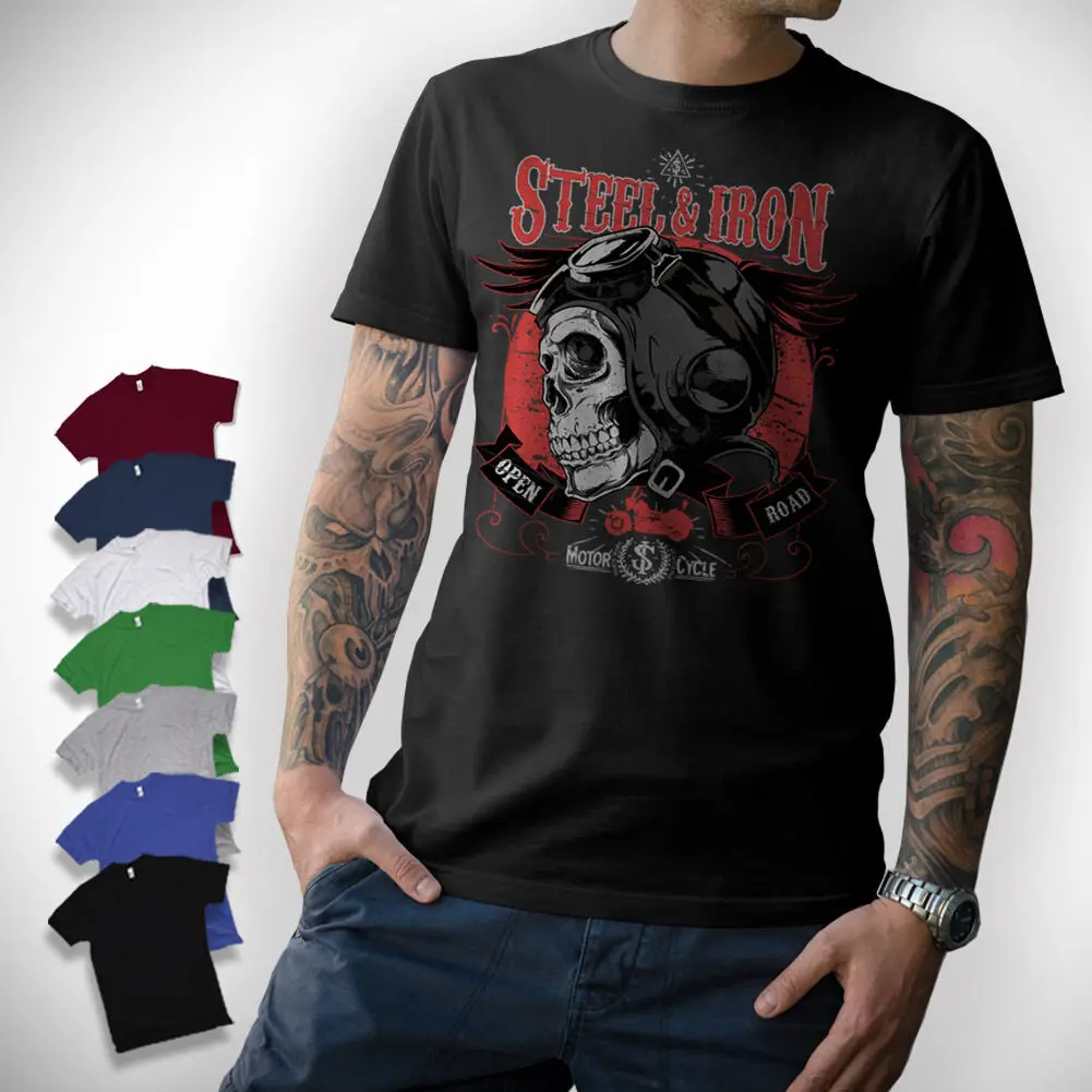 2019 Fashion Motorcycle T-Shirt Old School Biker Chopper Bobber Skull Gift Cult Unisex Tee | Мужская одежда