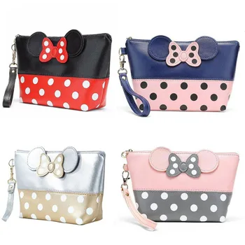 

100PCS / LOT Travel Cosmetic Bag Cartoon Bow Makeup Case Women Zipper Holding Handbag Organizer Storage Pouch Toiletry Wash Bags