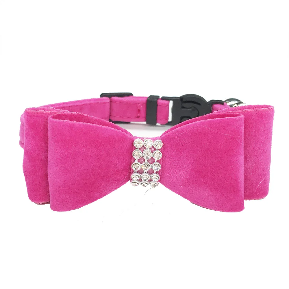 

Wholesale 12piece/lot Cat Collar Baby Puppies Dog Safety Elastic Adjustable with Bow and Bell Soft Velvet Material