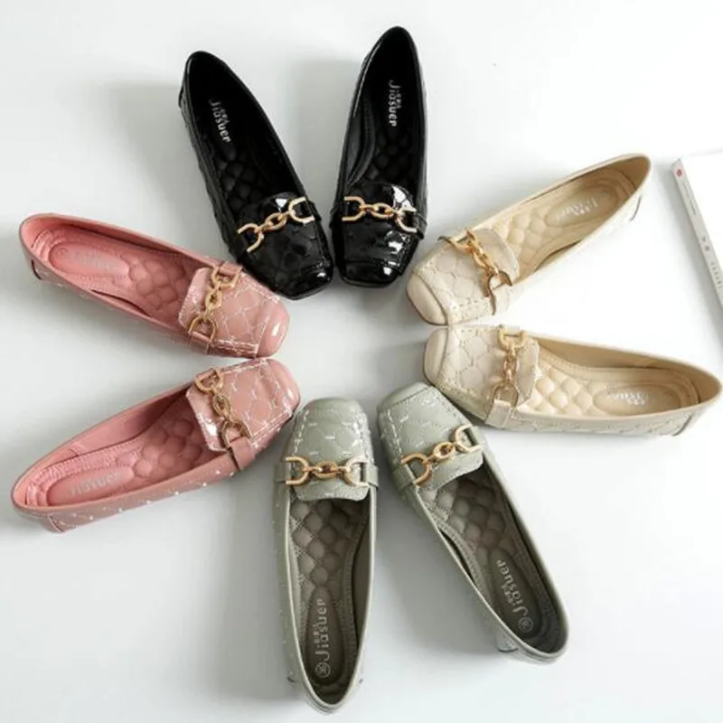 

2019 Flat Shoes Woman Loafers Women Boat Shoes Party Wedding Dress Soft Bottom Square Toe Striking Luxury Brand Design Style
