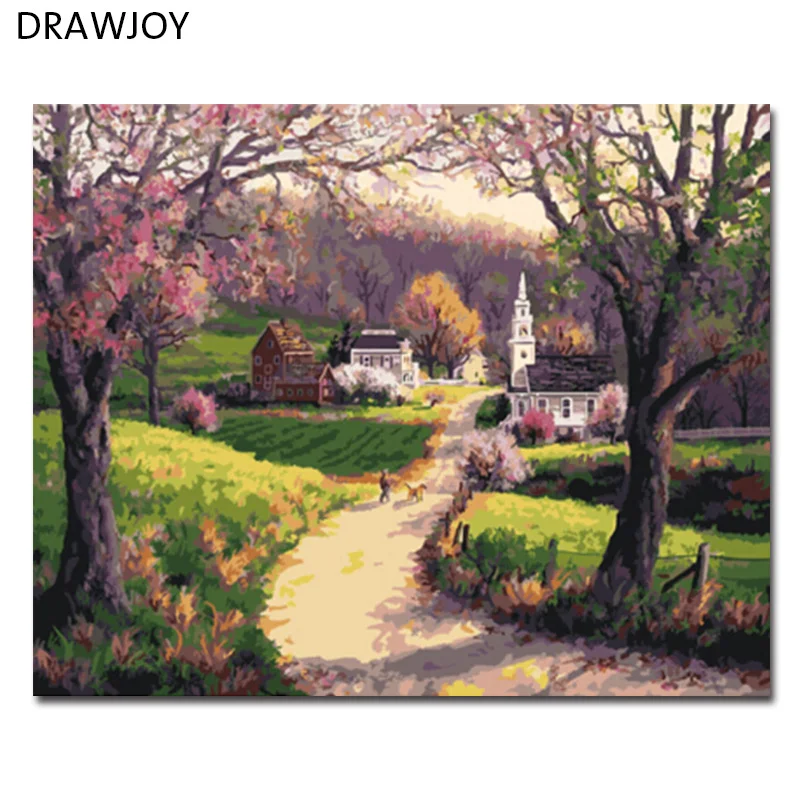 

DRAWJOY Framed Landscape Picture DIY Oil Painting By Numbers Painting&Calligraphy Home Decor Wall Art GX7593 40x50cm