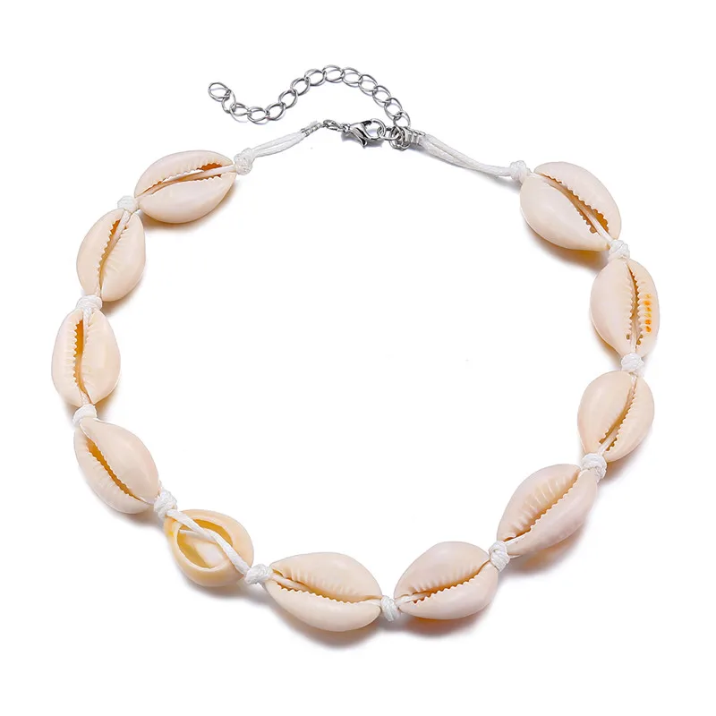 Ожерелье с подвеской в виде раковины каури в стиле бохо, минималистичные тонкие цепи, пляжные ожерелья для женщин, женские пляжные ювелирные изделия в виде раковины - Окраска металла: FOV76820