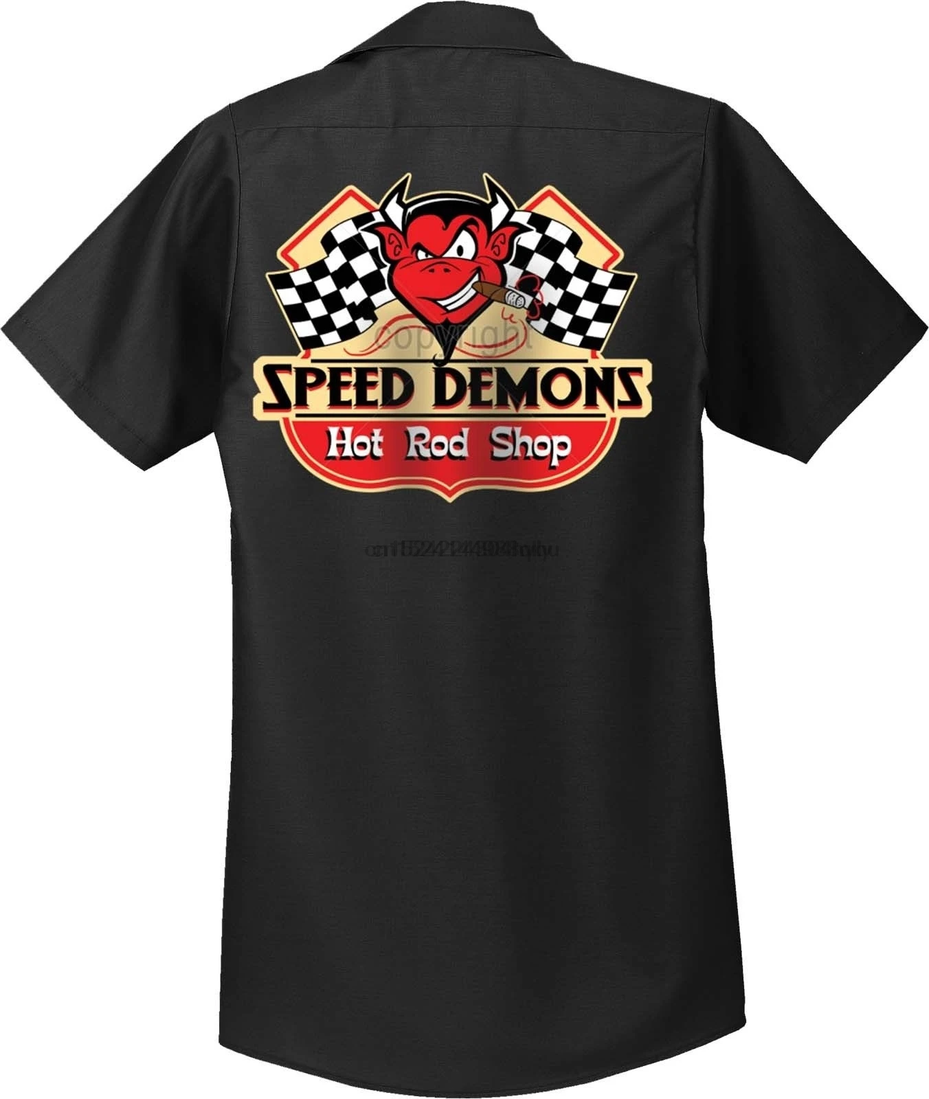 Vintage Hot Rod Speed Demon Auto Repair Mechanic Retro Work Shirt Small