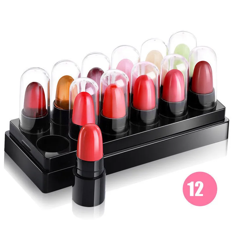 

1(SET)12 Colors Fashion Mini Cute Long Lasting Lipstick Professional Makeup Lips Lip gloss Kit Lovely Portable