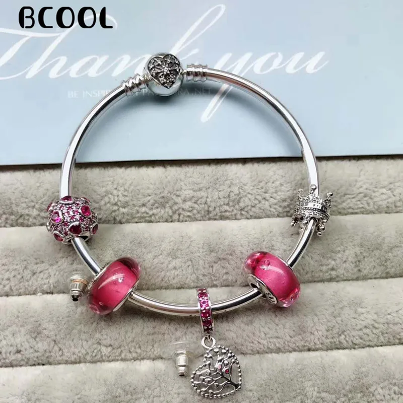 

925 Sterling Silver Original 1:1, Fashionable Silver Charm Bracelet, Suitable For Women's Simple Crystal Beads Bracelet Jewelry