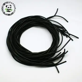 

Synthetic Round Hollow Rubber Beading Cord, Black, 2.0mm, Hole: 0.5mm; 1m/strand