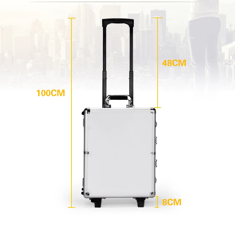 Алюминий сумка с колесами toolbox случае инструмент Защитный чехол ящик для оборудования с пеной внутри чемодана на колеса