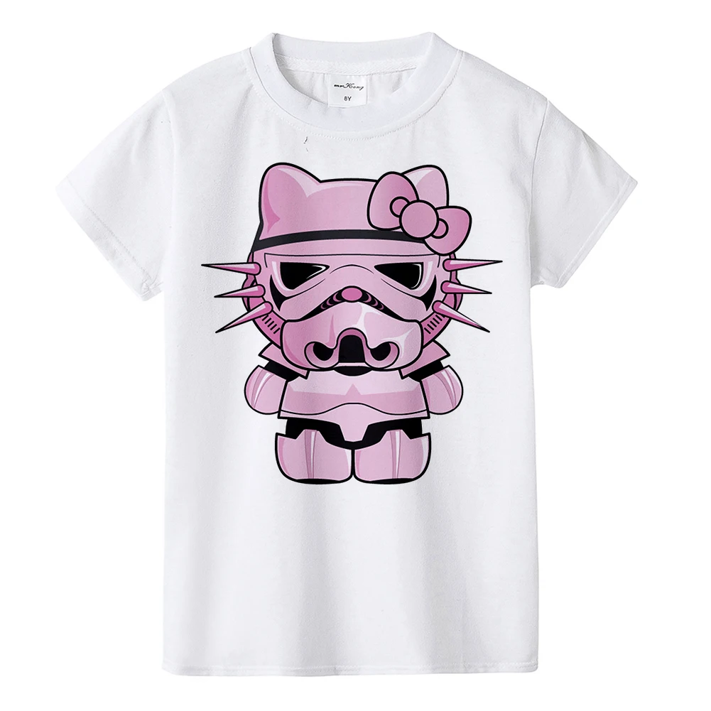 

1-12Y children girl t shirt Hello Kitty kids girl tops streetwear pink darth Vader toddler summer clothes Star War Stormtrooper