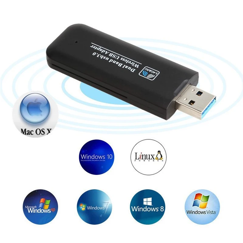Беспроводной WiFi адаптер AC1200Mbps USB Dual Band 2 4 г и 5 802.11ac антенна для Windows xp/7/8/10 MAC