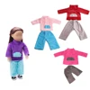 18 inch Girls doll clothes Flannel casual suit American new born dress Baby toys fit 43 cm baby accessories c52