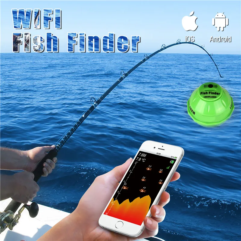 Fish Finder Lucky Laker FF916 Russian Sonar Fishfinder APP Best Deeper Echo Sounder Bite Alarm for Depth Fishing | Спорт и