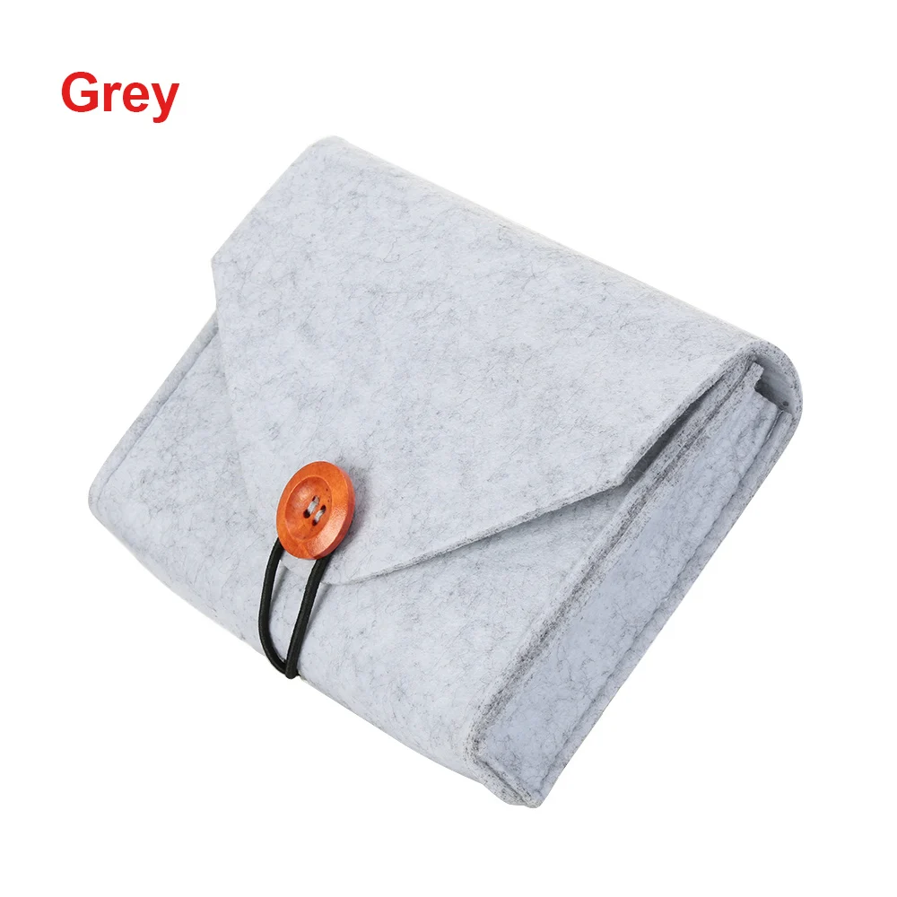 Men Business Coin Purse Earphone USB Date Cable Mouse Storage Bag Money Credit Card ID Holder Felt Pouch Wallet Travel Organizer - Цвет: grey