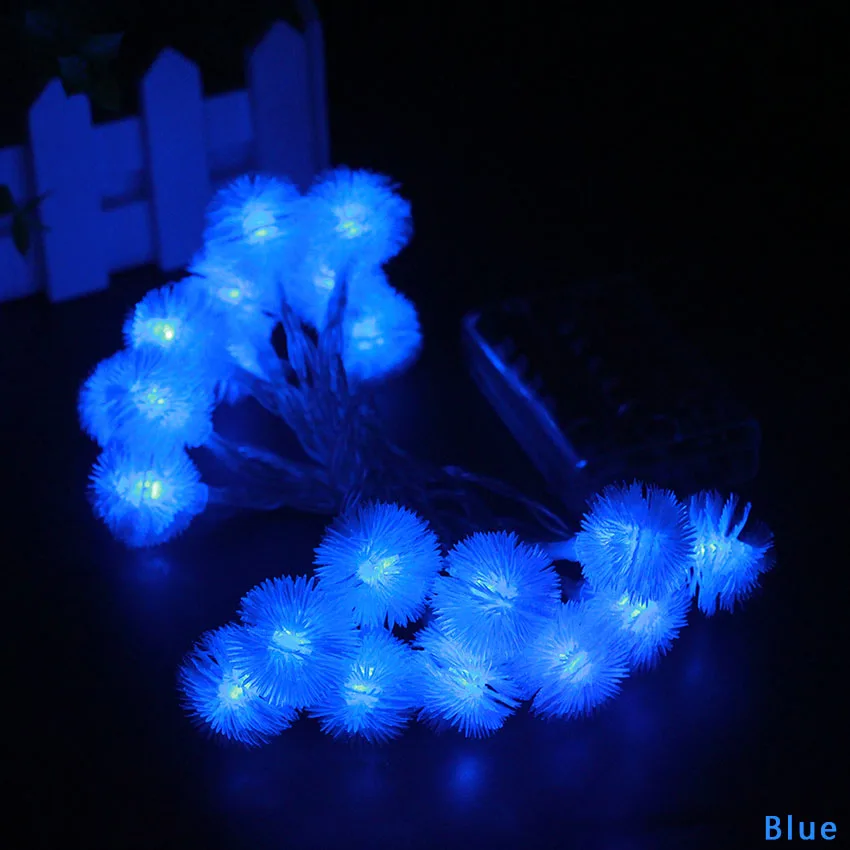 20 светодиодный Одуванчик Фея Строка светильники для помещения и улицы гирлянда на питание от батарей вечерние Новогоднее украшение 2 м 3 м 4 м 5 m 10 м 20 м - Испускаемый цвет: Blue