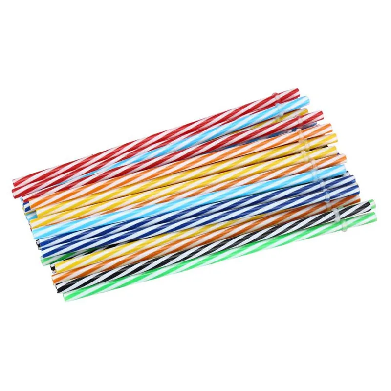 25 Pc/Lot Reusable Biodegradable Distored Color Beverage Hard Plastic Stripe drinking Straws with high quality free shipping M3 - Цвет: Random