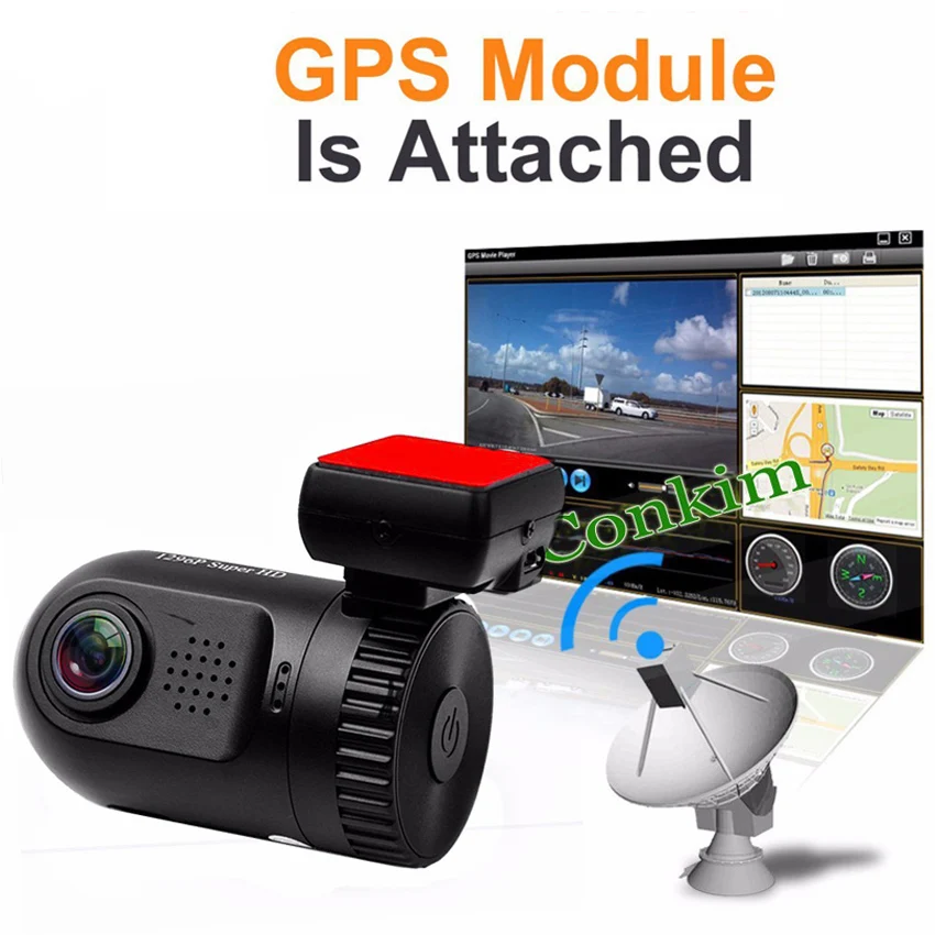 Conkim мини 0805P Автомобильный видеорегистратор 1296p 30fps H.264 WDR gps DVR видео регистратор датчик парковки Защита от низкого напряжения конденсатор