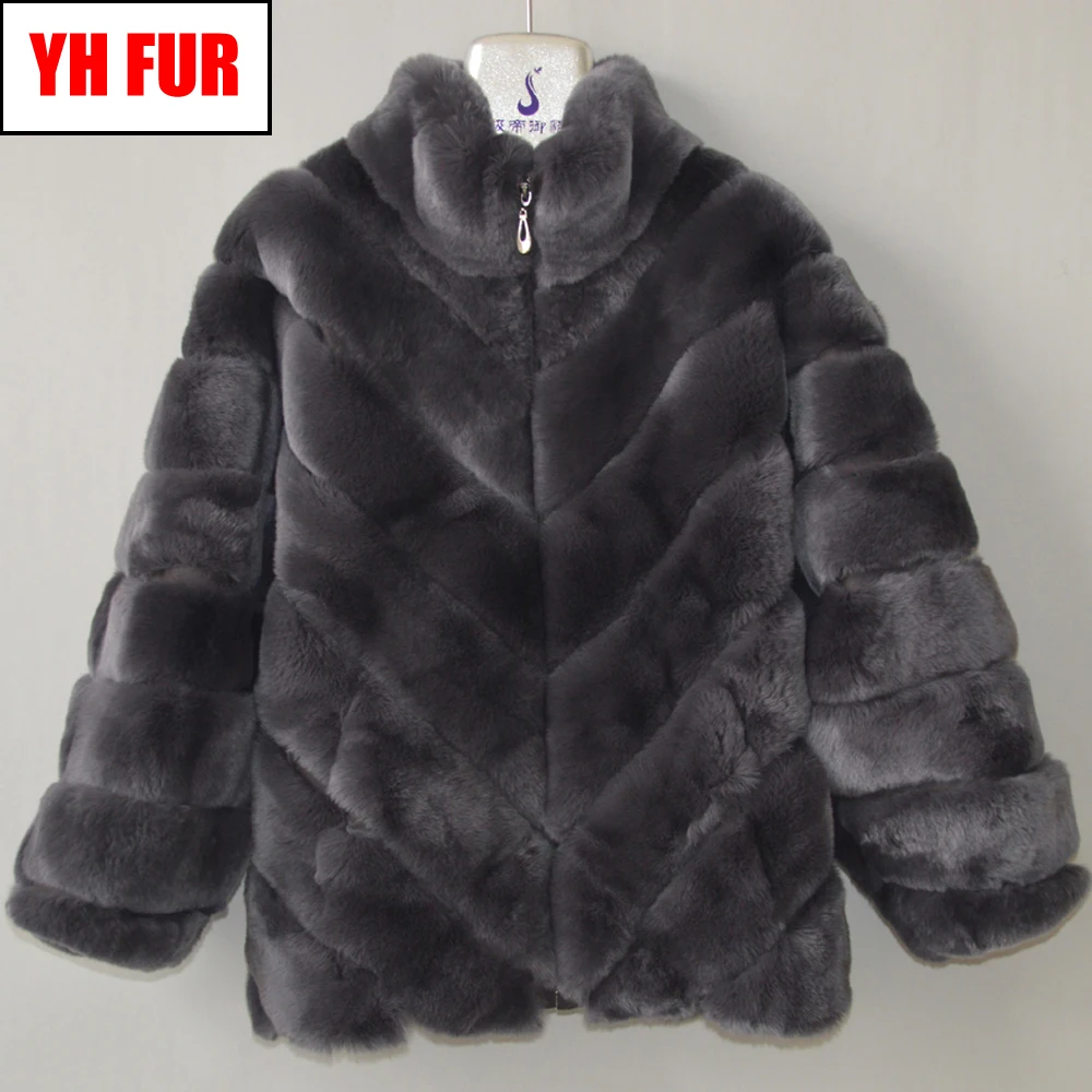 

Women New Rex Rabbit Fur Bat Coat Winter Thickening Warm Female Rex Rabbit Fur Jacket 100% Natural Real Rex Rabbit Fur Outerwear