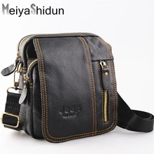 MeiyaShidun Véritable En Cuir Hommes Épaule Sacs Chaude Mâle Sacs À Main Petit Sac Bandoulière Messenger Voyage Cartables de Bolsas Noir Hommes