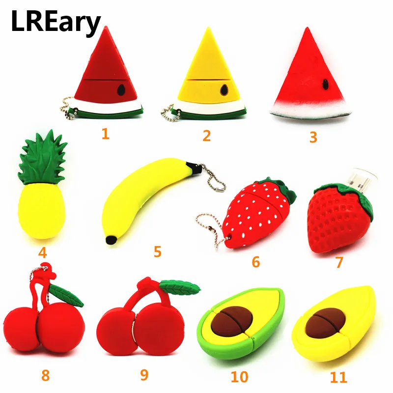 

Pendrive Fruits USB Flash Drive 4GB 8GB 16GB 32GB 64G Cartoon banana USB Stick watermelon Memory Stick Flash Disk Avocado/Cherry