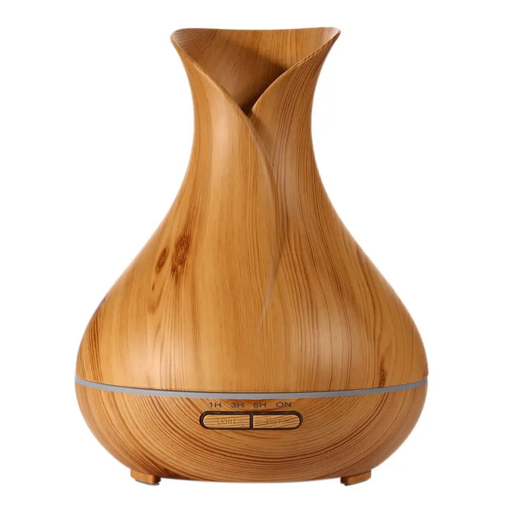 400ml Aroma ESSential Oil Diffuser Ultrasonic Air Humidifier With Wood Grain 7 Color Changing LED Lights