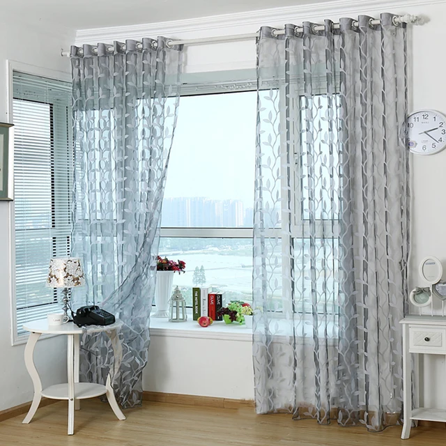 3d tulle sheer gordijnen woonkamer lichtgrijs bladeren gordijn ... 3d tulle sheer gordijnen woonkamer lichtgrijs bladeren gordijn ...