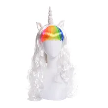 Мультфильм Единорог Косплей парики женские волосы девушки косплей парик Хэллоуин карнавал парик для костюмированной вечеринки