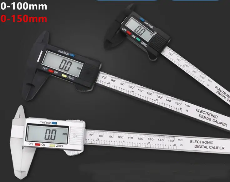 Color : Silver MFSL Digital Electronic Carbon Fiber Vernier Caliper Gauge Micrometer Measuring Tool 100MM Black Plastic
