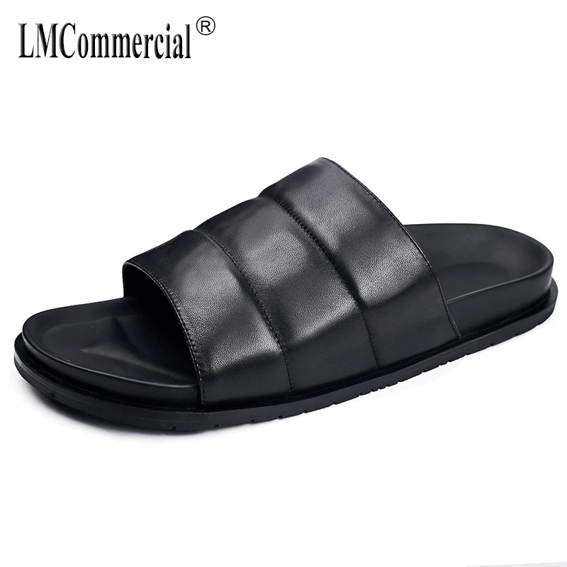 

Men's slippers summer Genuine leather sandals Sneakers Men Flip Flops casual Shoes beach outdoor anti-skid all-match cowhide