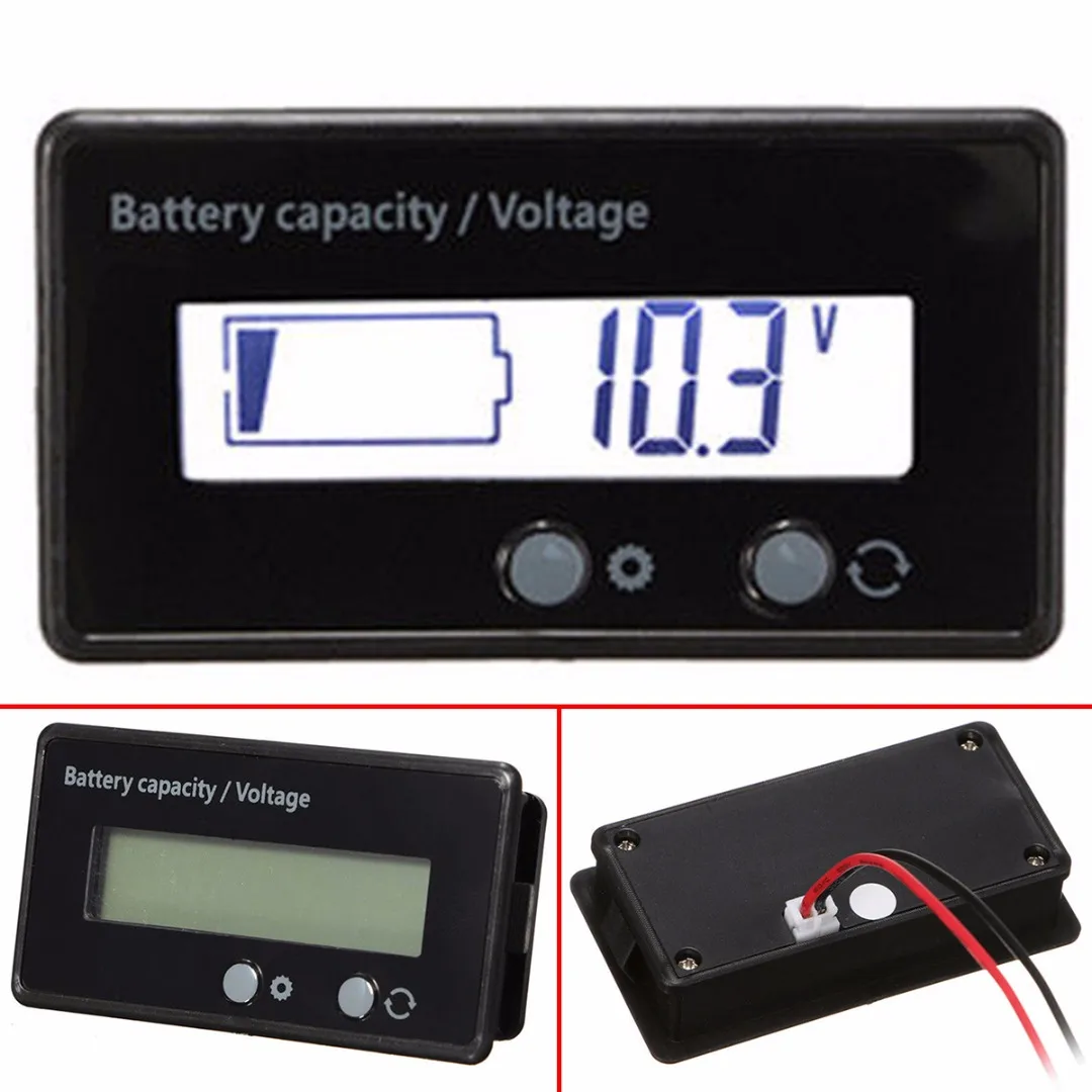 

1pc Battery Capacity Indicator White LCD Display 12V 24V 36V 48V Acid Lead String Lithium Digital Battery Voltage Tester Mayitr