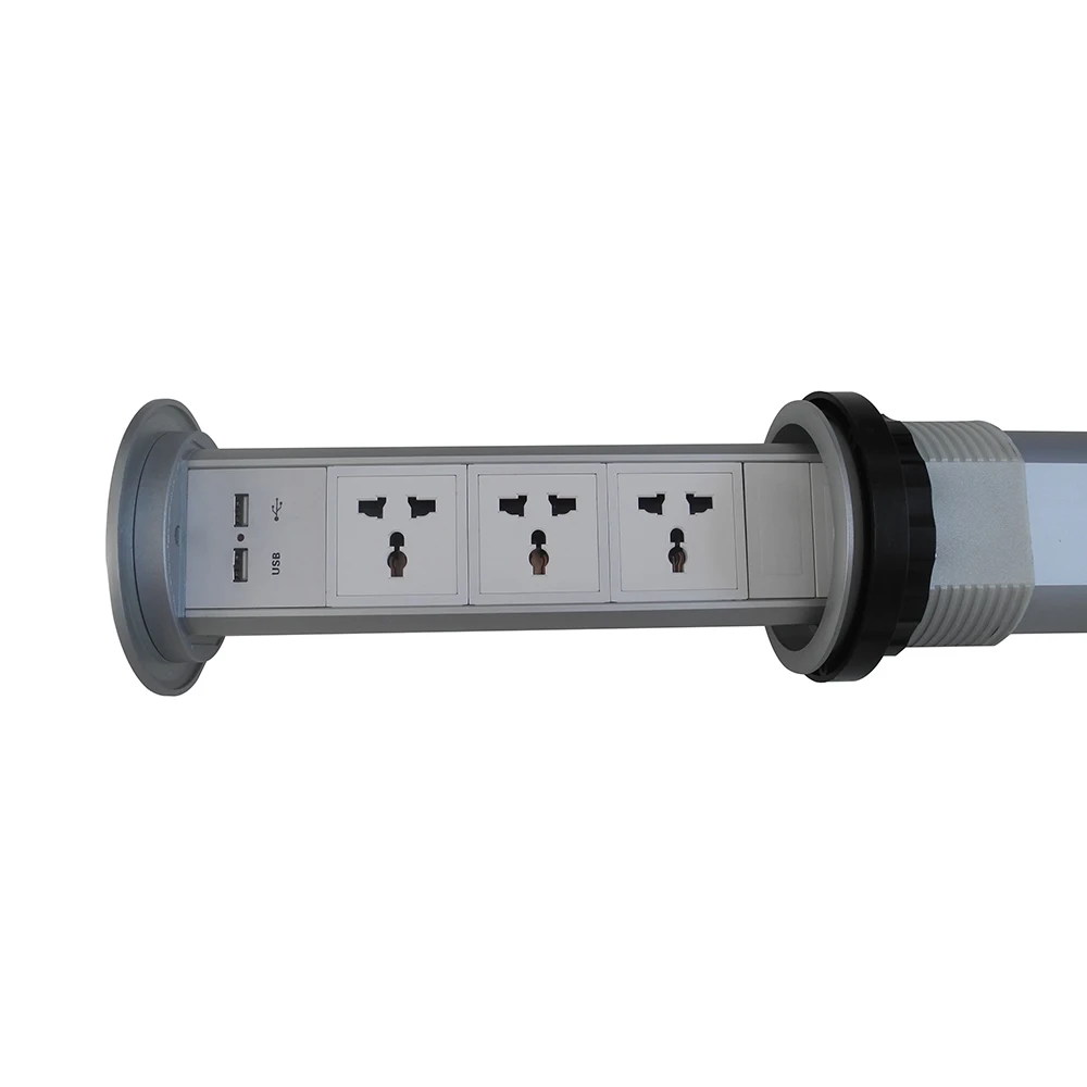 2019 Electric pop up power universal socket 3 UN power and 2 charge USB hidden desktop socket free shipping