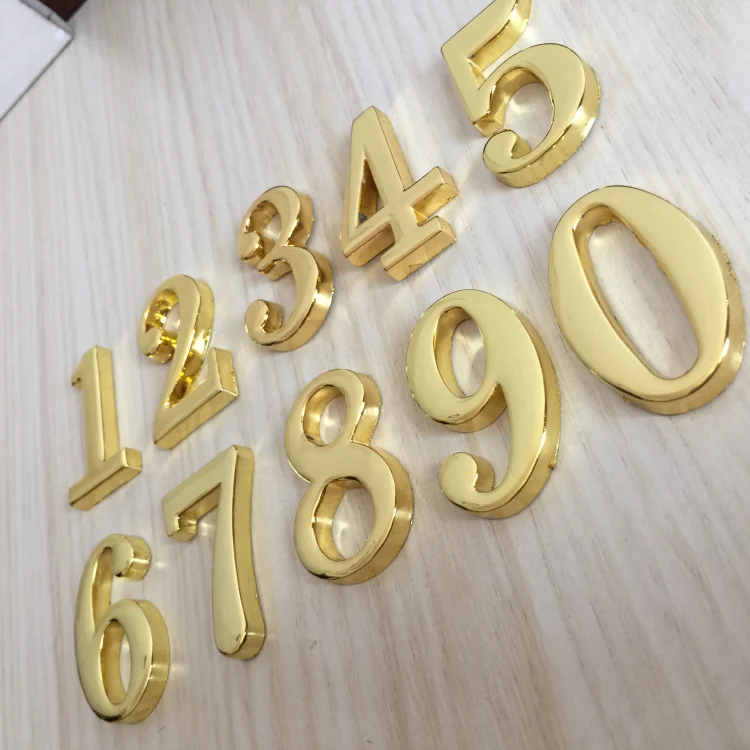 1 шт. 0 9 ABS Позолоченные гальванические номера дома 70*48*8 мм бронзовые цифры на