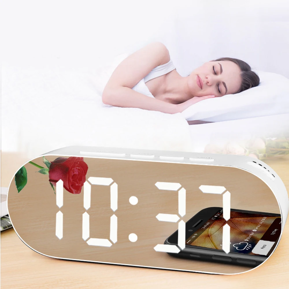 Цифровой будильник зеркальные цифровые часы Повтор светодиодный ночник температурные настольные часы креативное украшение дома