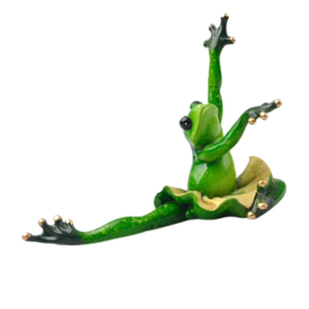 Resin Creative Dancing Frog Figurine Home Office Tabletop Decor Gift