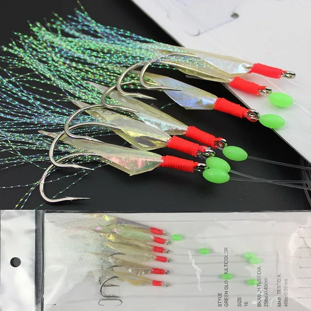 Big Sabiki Fishing Lure Rigs Bait Real Fish Skin Jigs Lure with
