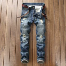 2019 Newly Designer Men Jeans Blue Color Slim Fit Punk Hip Hop Style Ripped Jeans Cotton Pants Brand Destroyed Biker Jeans Men 2019 Newly Designer Men Jeans Blue Color Slim Fit Punk Hip Hop Style Ripped Jeans Cotton Pants Brand Destroyed Biker Jeans Men