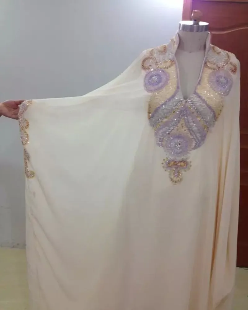Дубайский Восточный халат, абайя платье для выпускного платье шифон с хрустальным бисером арабские вечерние платья для Свадебная вечеринка индивидуальный заказ