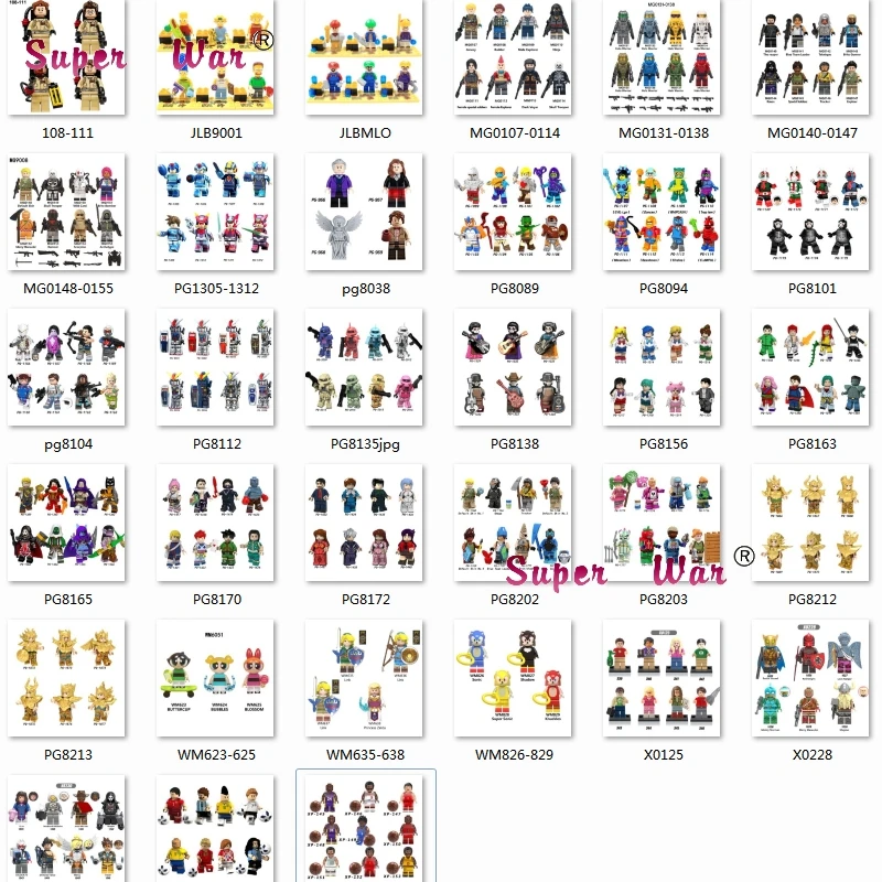 

1Set Game Movie Series 3 HE-Man EVA Masked D.VA Seiya Sonic GhostBusters Action building blocks toys for children