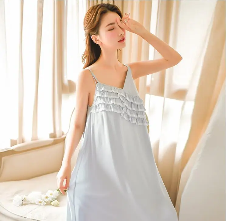 Free Shipping 2019 New Summer Princess Nightdress Women's Long Vintage