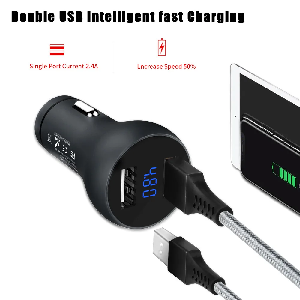 A.S светодиодный Переходник USB для зарядки в машине 4.8A металлическое
